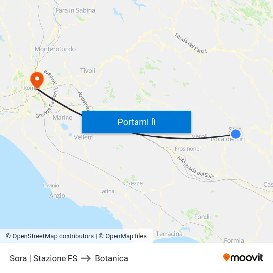 Sora | Stazione FS to Botanica map