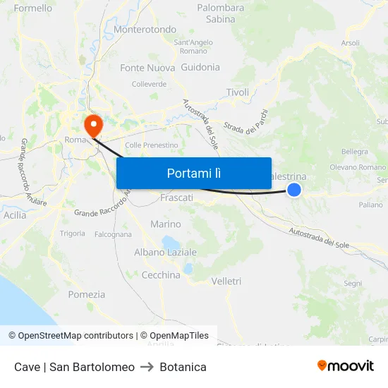 Cave | San Bartolomeo to Botanica map