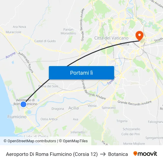 Aeroporto Di Roma Fiumicino (Corsia 12) to Botanica map