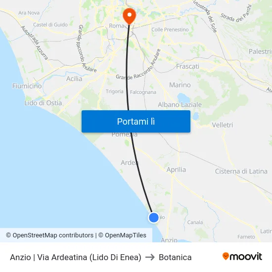 Anzio | Via Ardeatina (Lido Di Enea) to Botanica map