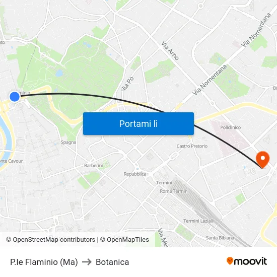 P.le Flaminio (Ma) to Botanica map