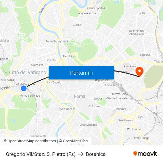 Gregorio Vii/Staz. S. Pietro (Fs) to Botanica map