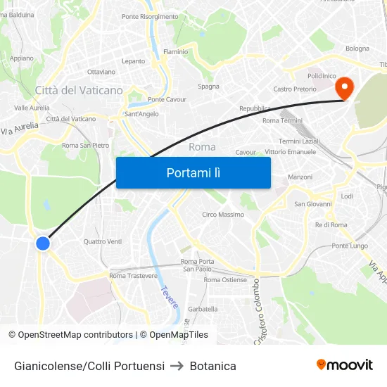 Gianicolense/Colli Portuensi to Botanica map