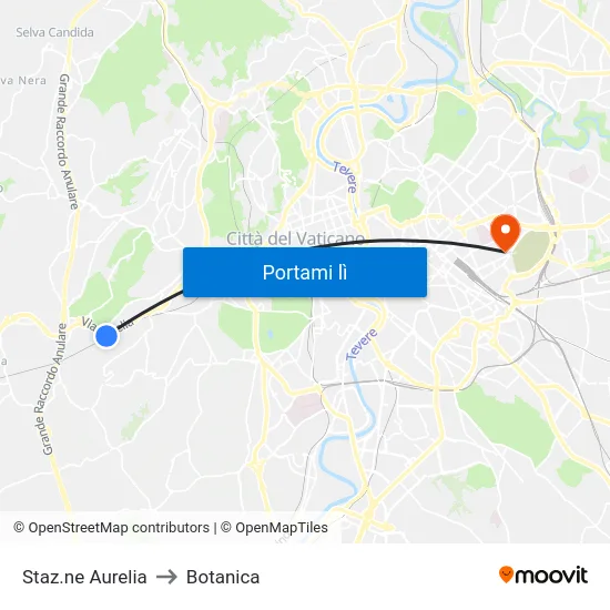 Staz.ne Aurelia to Botanica map