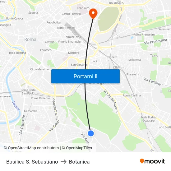 Basilica S. Sebastiano to Botanica map