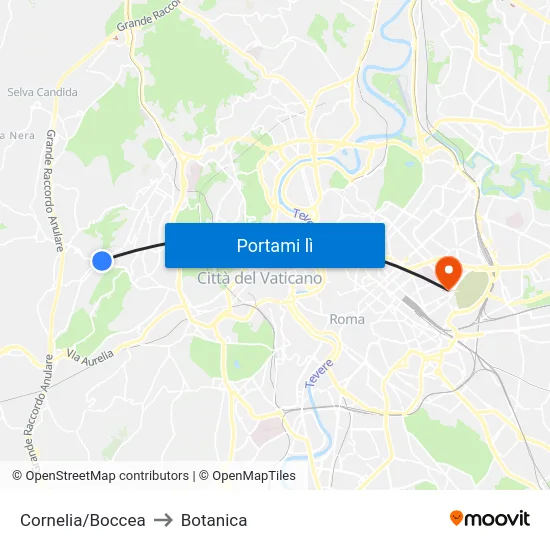 Cornelia/Boccea to Botanica map