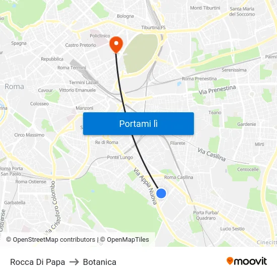 Rocca Di Papa to Botanica map