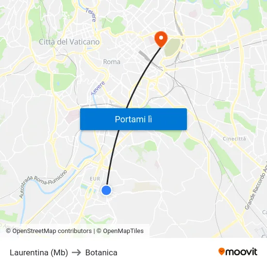 Laurentina (Mb) to Botanica map