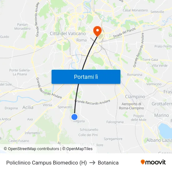 Policlinico Campus Biomedico (H) to Botanica map