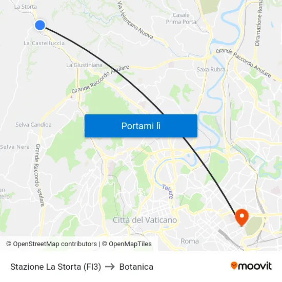 Stazione La Storta (Fl3) to Botanica map