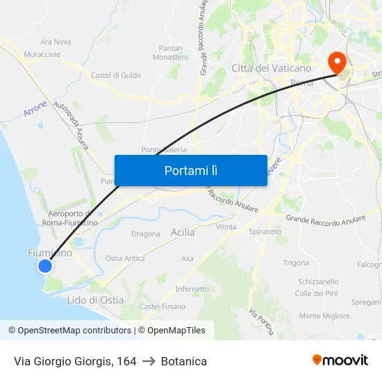 Via Giorgio Giorgis, 164 to Botanica map