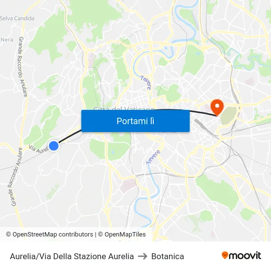 Aurelia/Via Della Stazione Aurelia to Botanica map