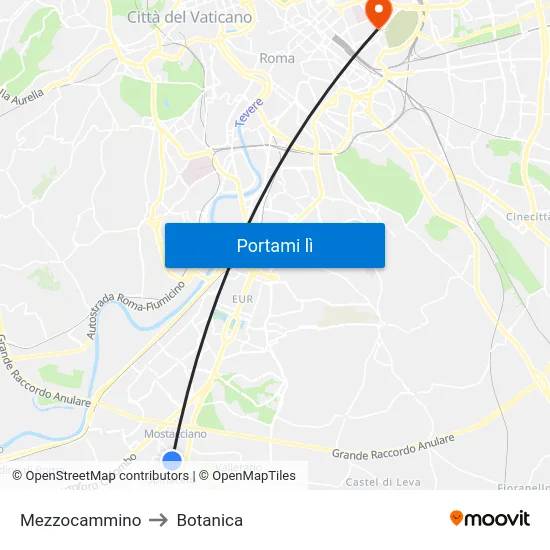 Mezzocammino to Botanica map