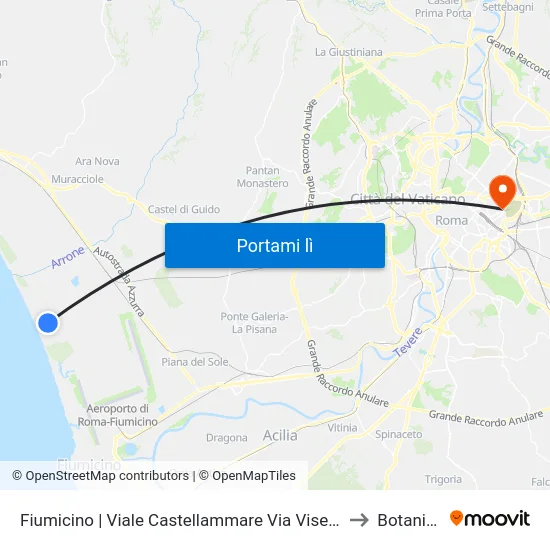 Fiumicino | Viale Castellammare Via Viserba to Botanica map
