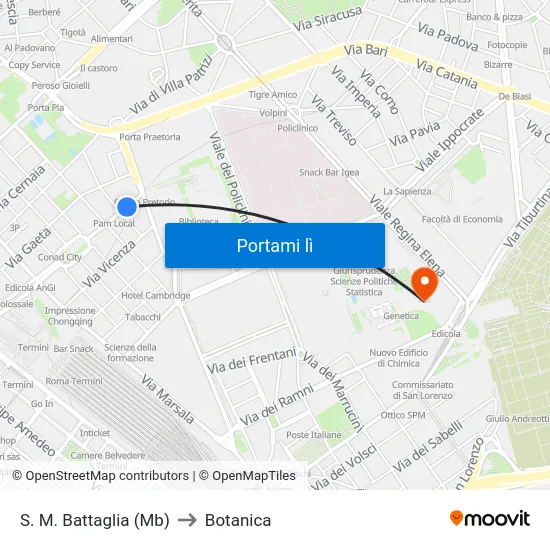 S. M. Battaglia (Mb) to Botanica map