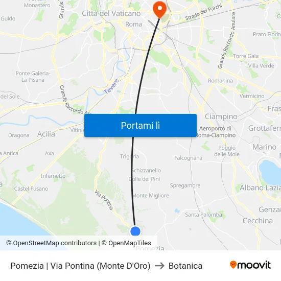 Pomezia | Via Pontina (Monte D'Oro) to Botanica map