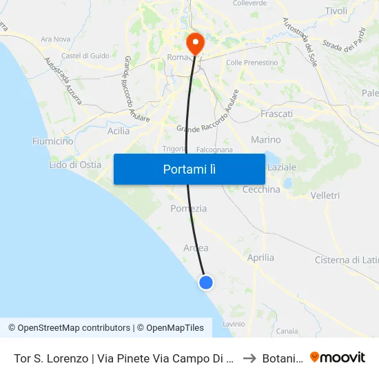 Tor S. Lorenzo | Via Pinete Via Campo Di Carne to Botanica map
