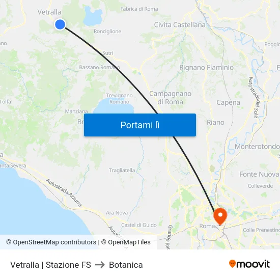 Vetralla | Stazione FS to Botanica map