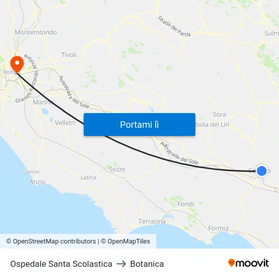 Ospedale Santa Scolastica to Botanica map