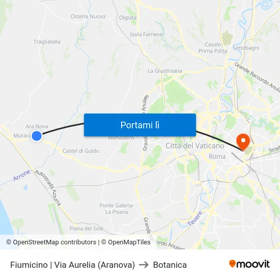 Fiumicino | Via Aurelia (Aranova) to Botanica map