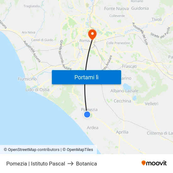 Pomezia | Istituto Pascal to Botanica map