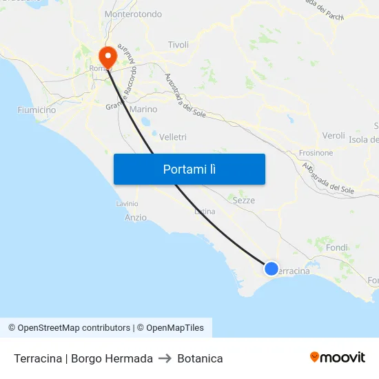 Terracina | Borgo Hermada to Botanica map