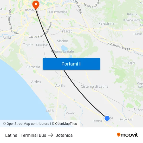 Latina | Terminal Bus to Botanica map