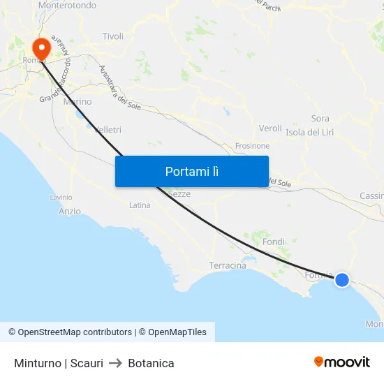 Minturno | Scauri to Botanica map