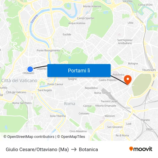 Giulio Cesare/Ottaviano (Ma) to Botanica map