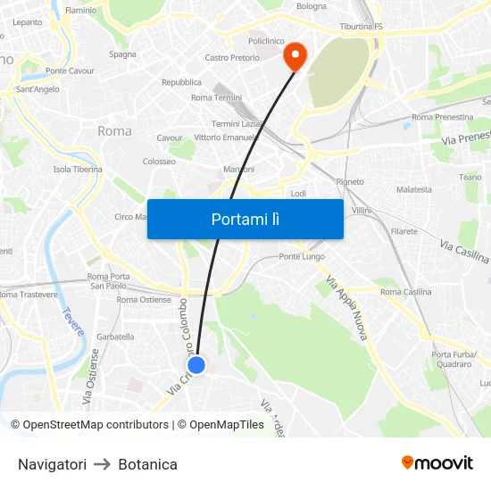 Navigatori to Botanica map