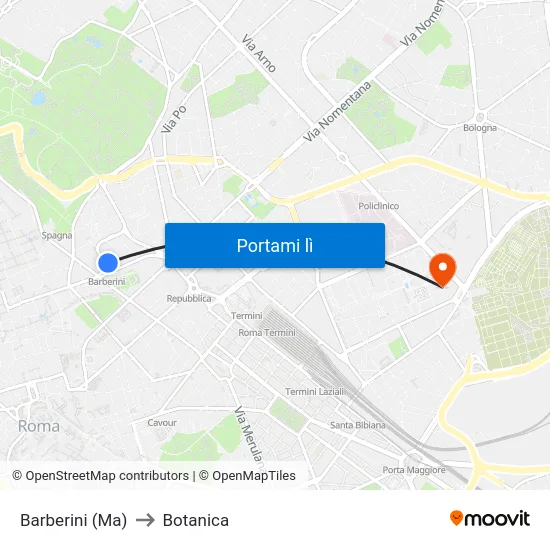 Barberini (Ma) to Botanica map