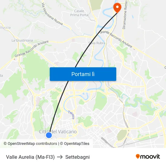 Valle Aurelia (Ma-Fl3) to Settebagni map