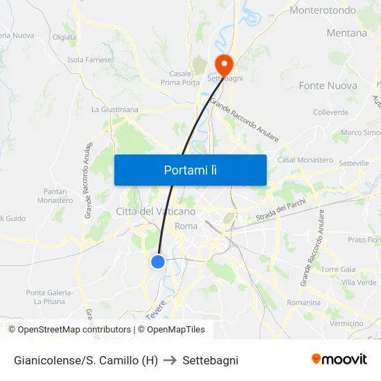Gianicolense/S. Camillo (H) to Settebagni map