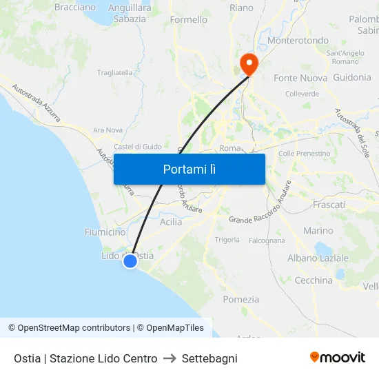 Ostia | Stazione Lido Centro to Settebagni map