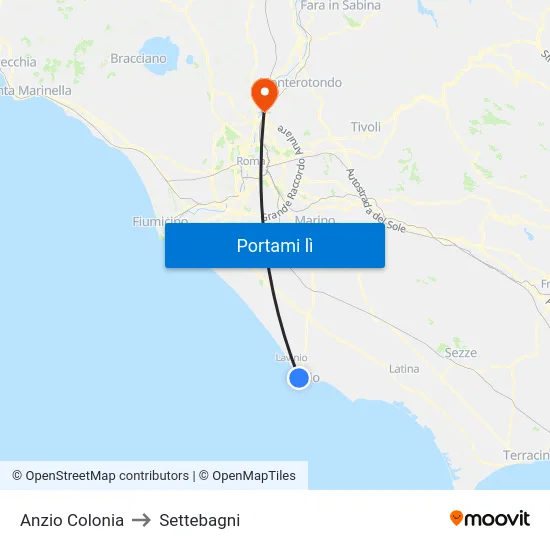Anzio Colonia to Settebagni map