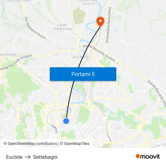 Euclide to Settebagni map