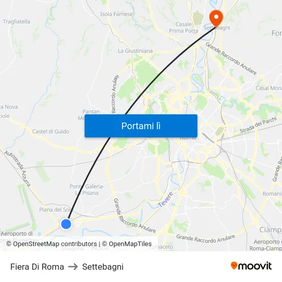 Fiera Di Roma to Settebagni map
