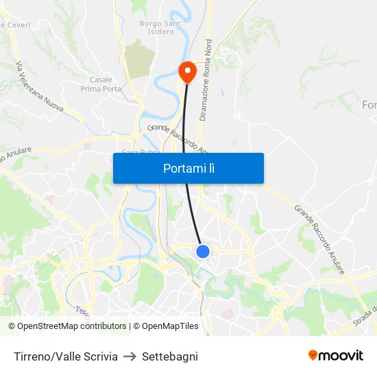 Tirreno/Valle Scrivia to Settebagni map