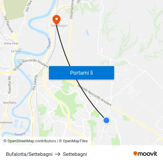 Bufalotta/Settebagni to Settebagni map