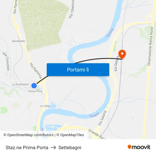 Staz.ne Prima Porta to Settebagni map