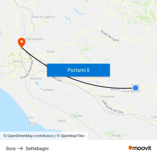 Sora to Settebagni map