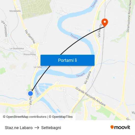 Staz.ne Labaro to Settebagni map