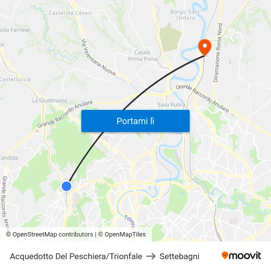 Acquedotto Del Peschiera/Trionfale to Settebagni map