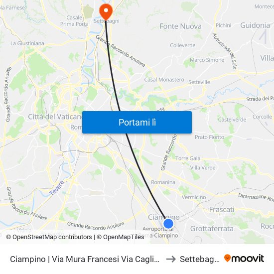 Ciampino | Via Mura Francesi Via Cagliari to Settebagni map