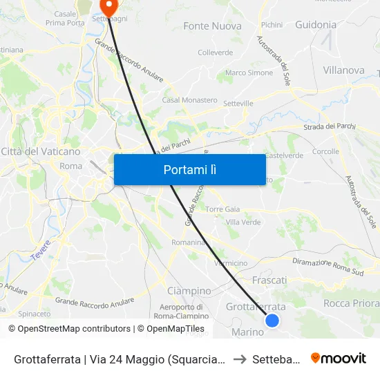 Grottaferrata | Via 24 Maggio (Squarciarelli) to Settebagni map