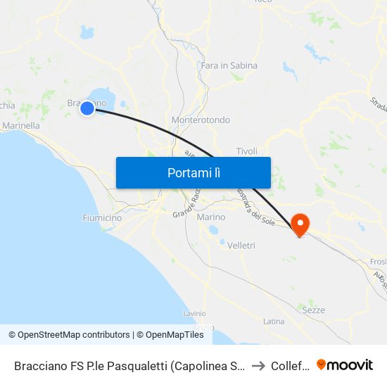 Bracciano FS P.le Pasqualetti (Capolinea Servizio Urbano) to Colleferro map