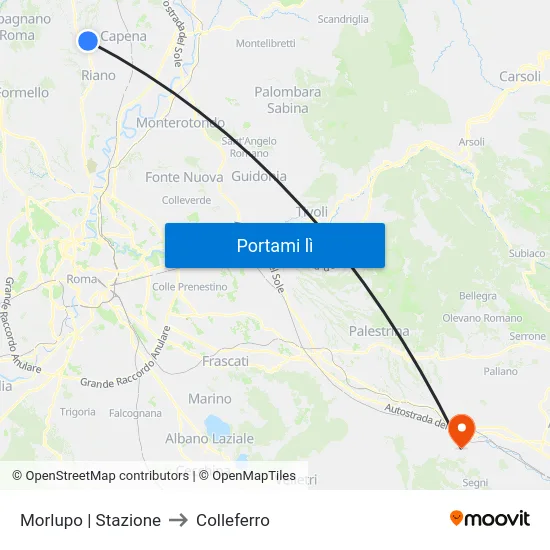 Morlupo | Stazione to Colleferro map