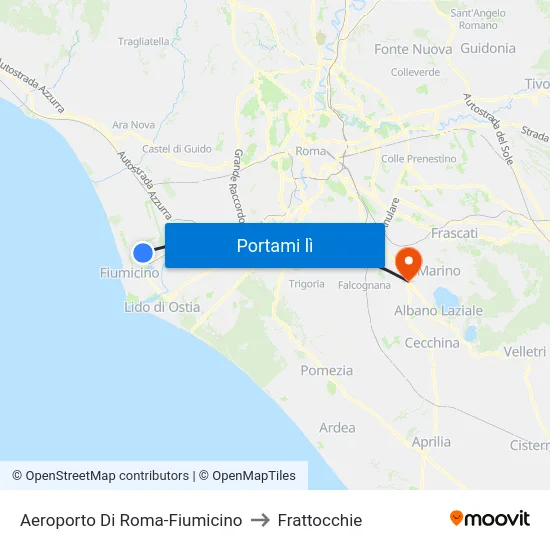 Aeroporto Di Roma-Fiumicino to Frattocchie map