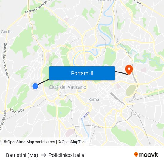 Battistini (Ma) to Policlinico Italia map