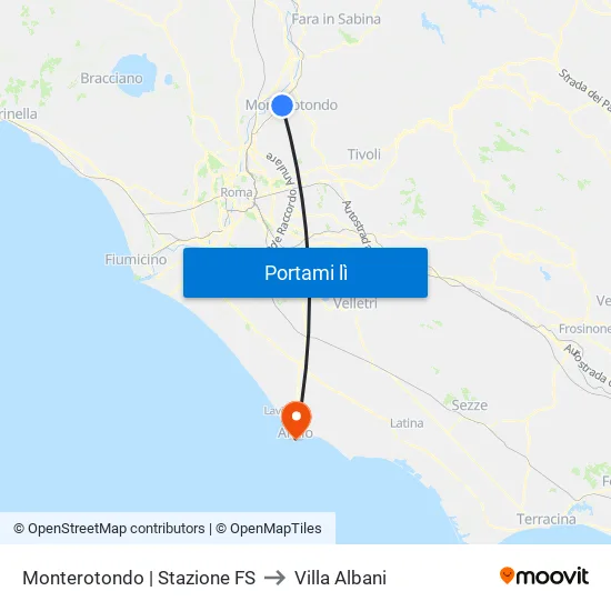 Monterotondo | Stazione FS to Villa Albani map